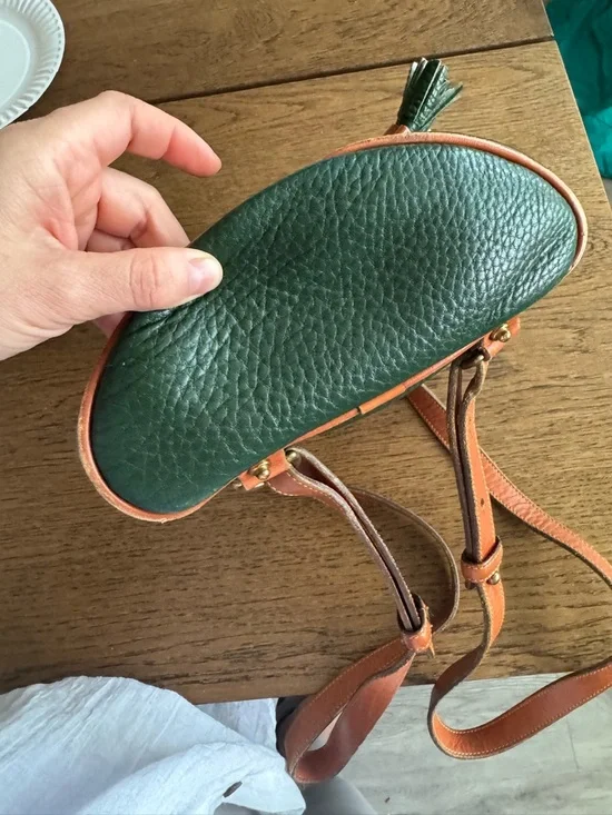 Dooney & Bourke Dark Green Pebbled Leather Backpack with Tan Trim - Picture 2 of 8